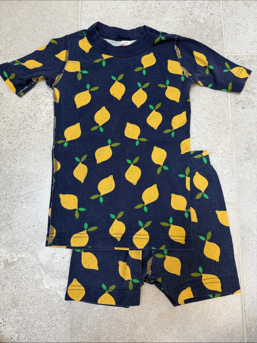 Hanna Andersson Short John Navy Lemon Print Short Pajama Set